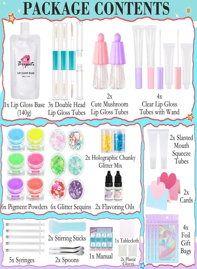 BRIPATI DIY Lip Gloss Making Kit - Make Your Own Lip Glosses Moisturizing DIY Lip Glaze Handmade Glittery Set for Teens Girls Women Makeup Lover Beginner Christmas Birthday Gift - Image 2